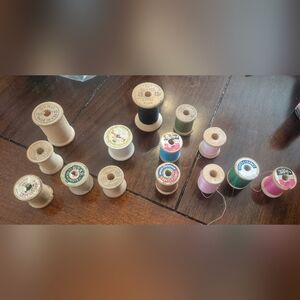 Vintage Wooden Thread Spools Lot (14 Pieces) – Coats & Clark, Corticelli, Talon,